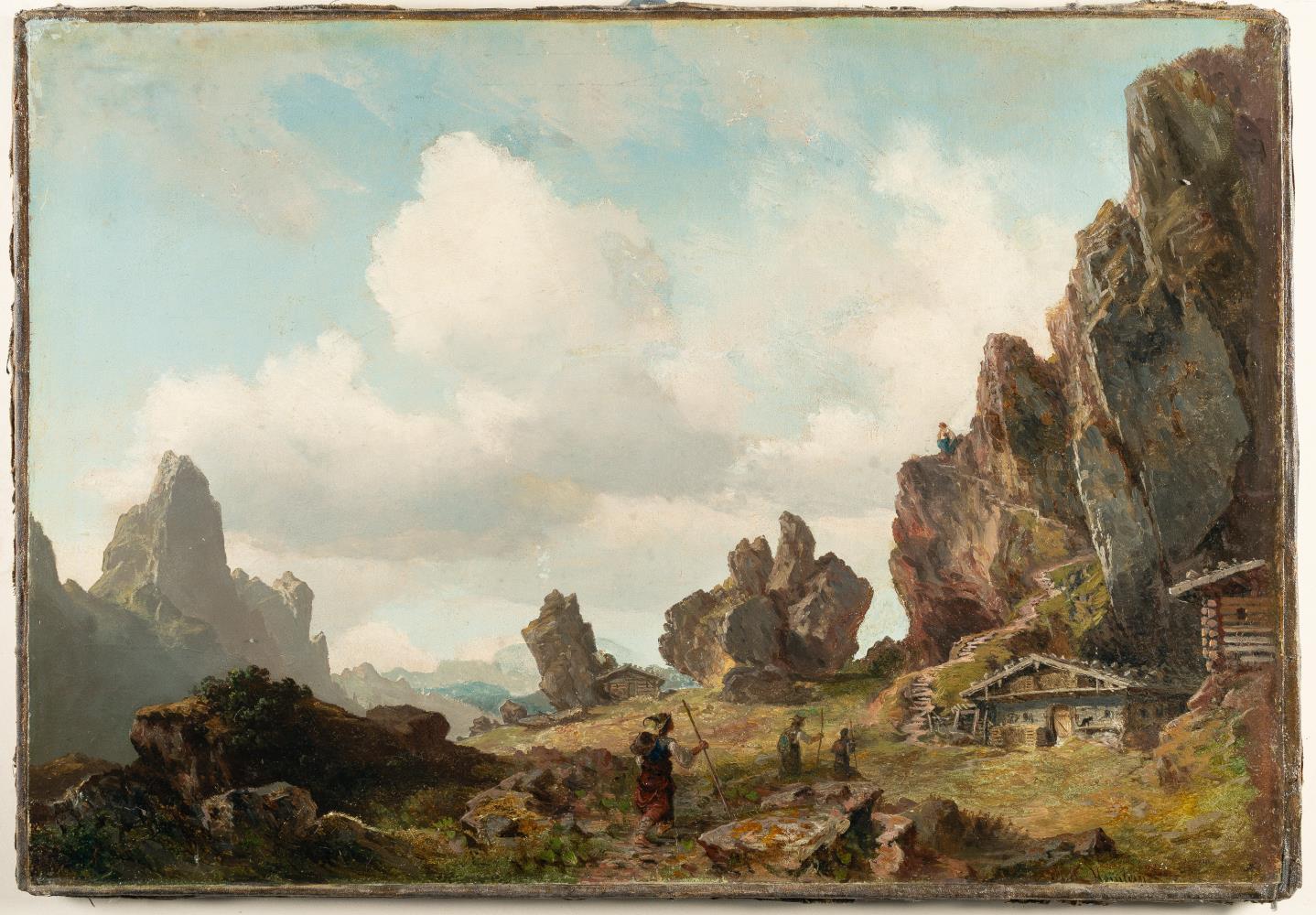 Gebirgslandschaft mit Wanderern