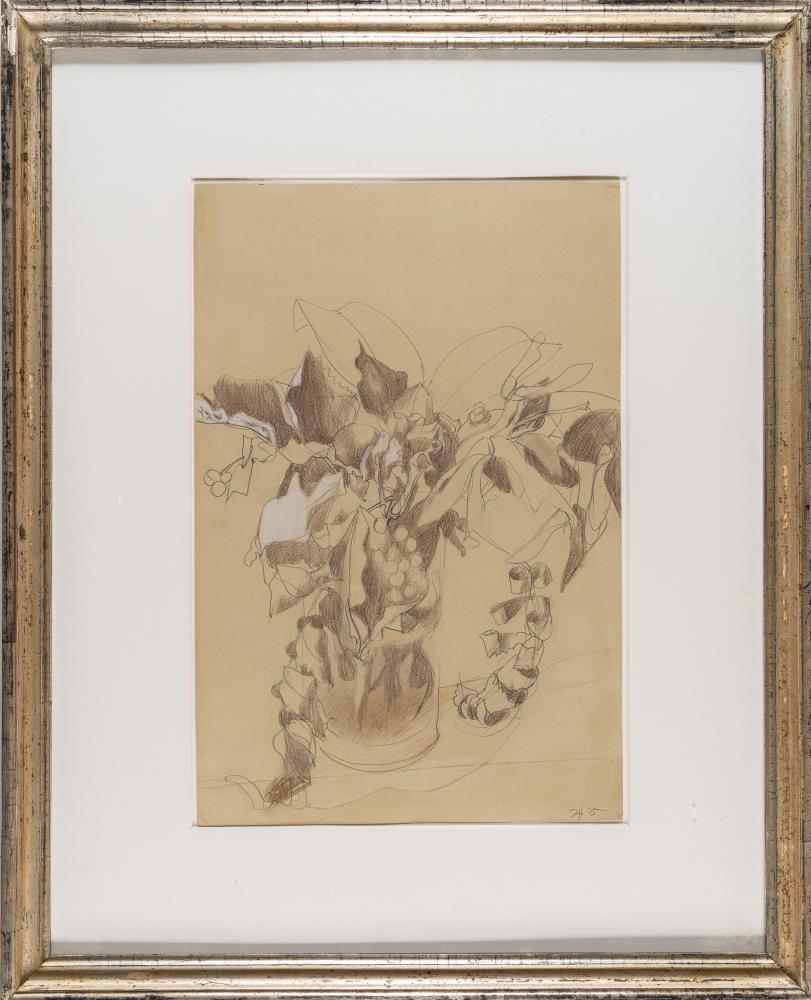 Vase with foliage and berries
