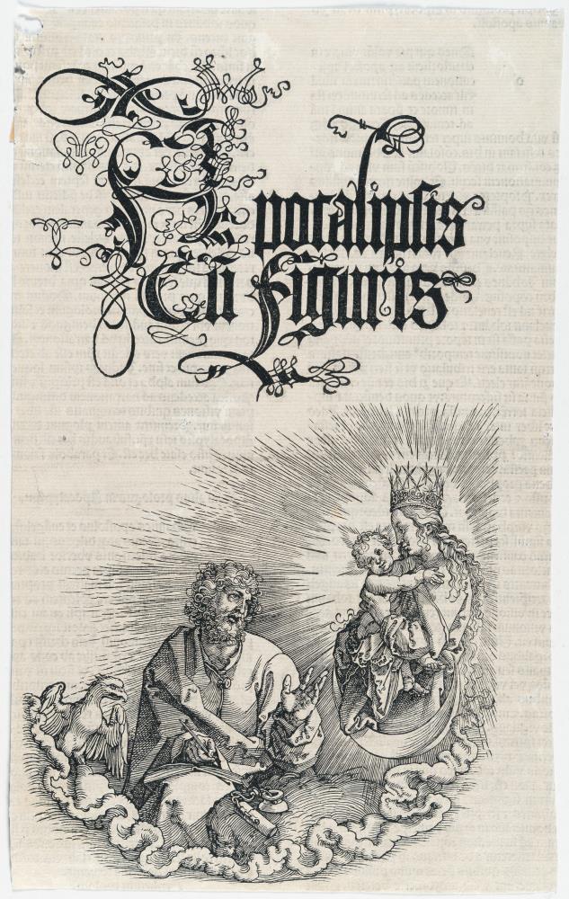 Die Jungfrau erscheint Johannes, Titelblatt aus der Apokalypse