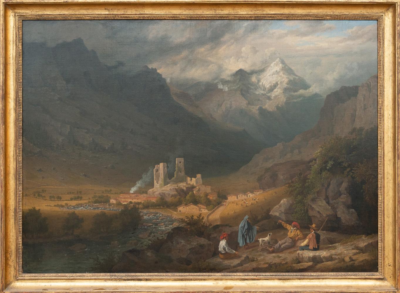 Gebirgslandschaft mit Burgruine