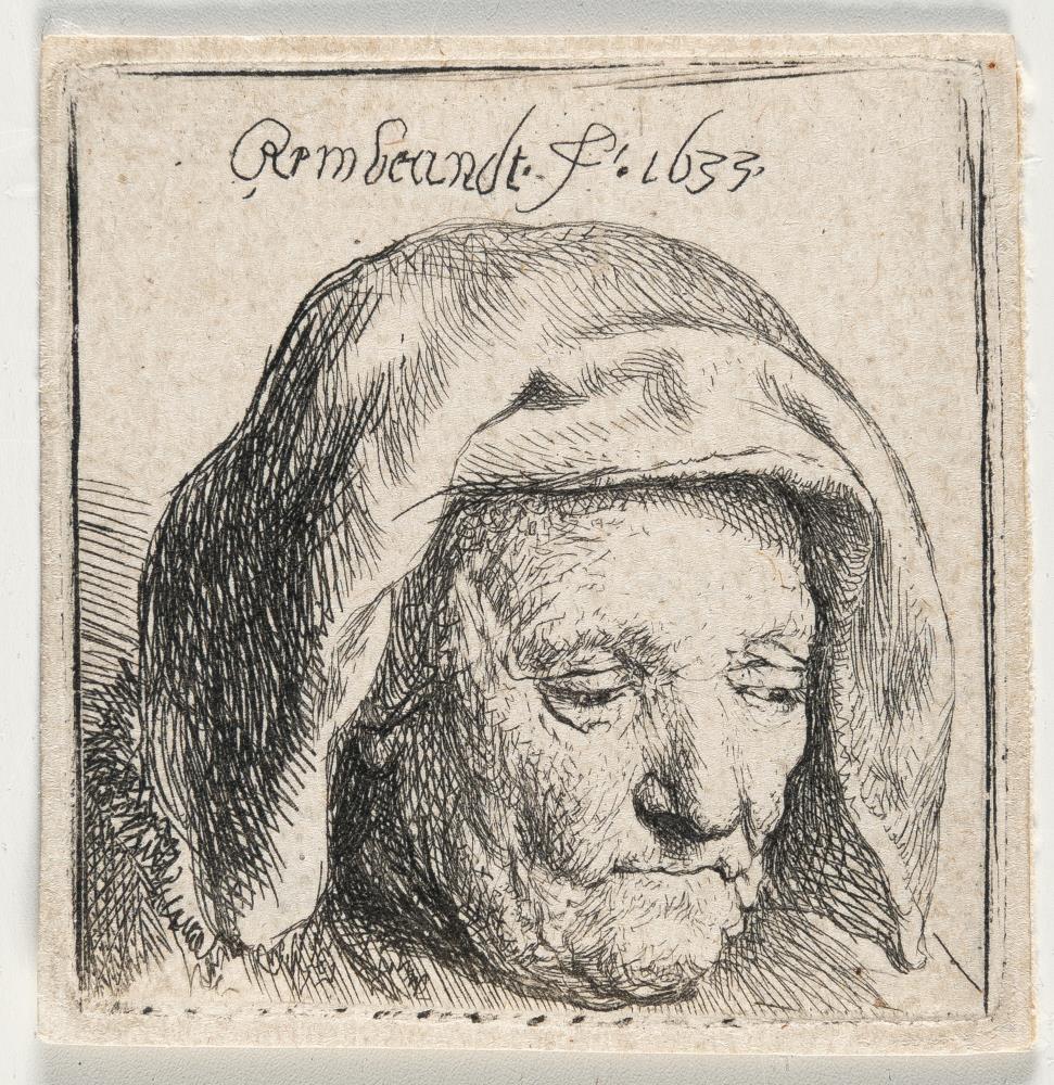 Rembrandts Mutter, niederblickend