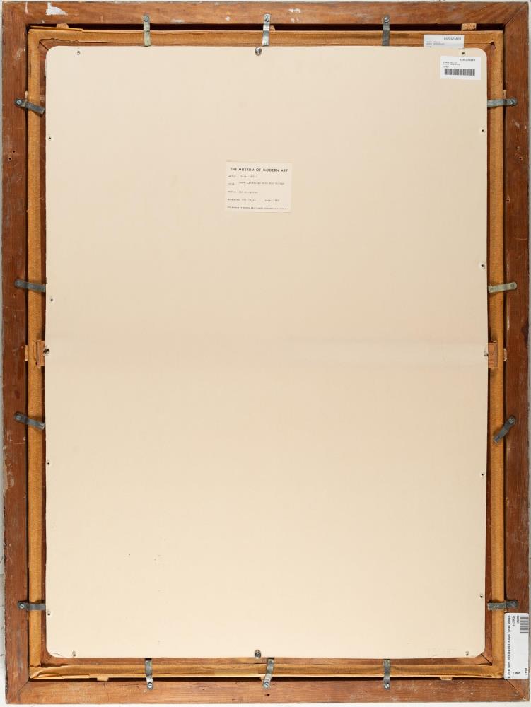 Schneelandschaft mit roter Brücke