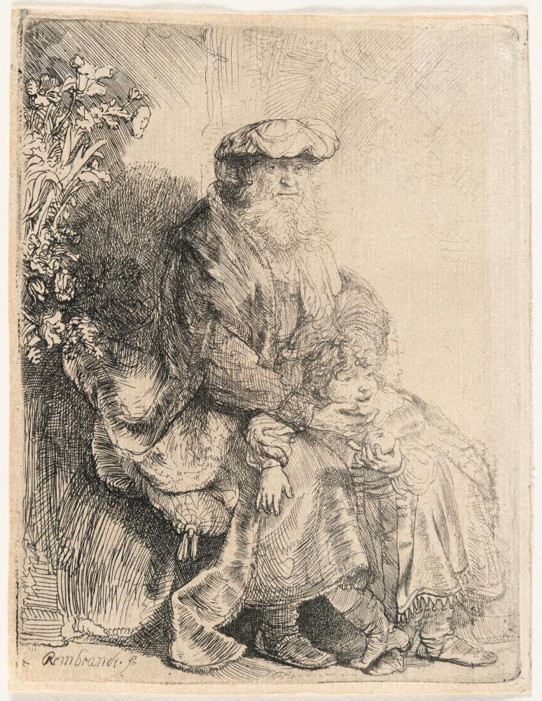 Abraham, Isaak liebkosend