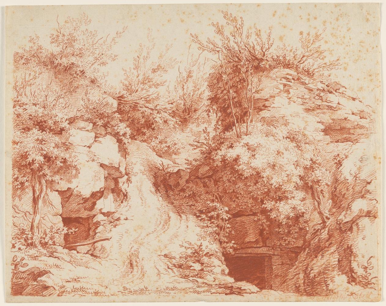 Landschaft mit Anhöhe und Stollenzugängen