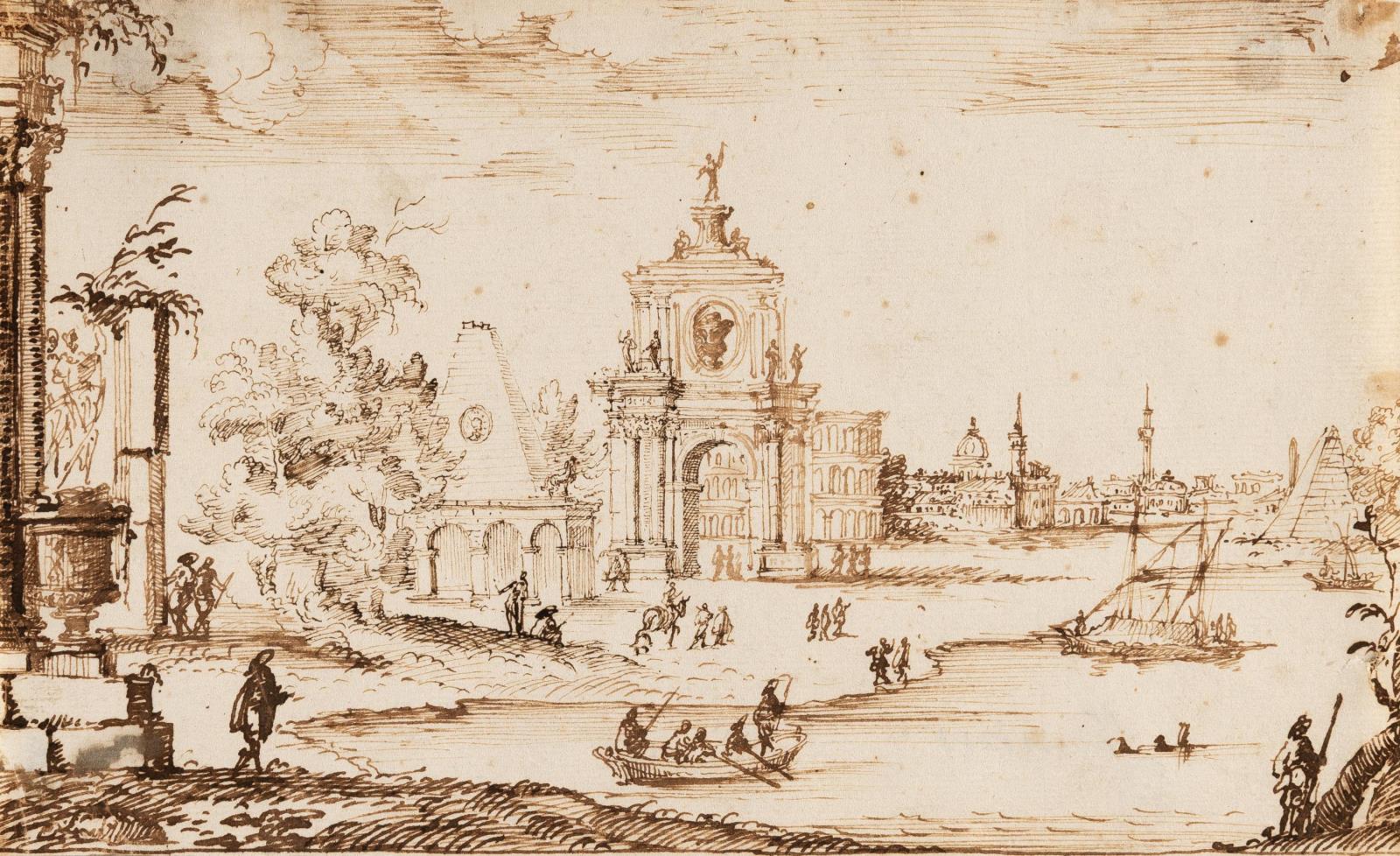 Architektur-Capriccio mit römischen Motiven