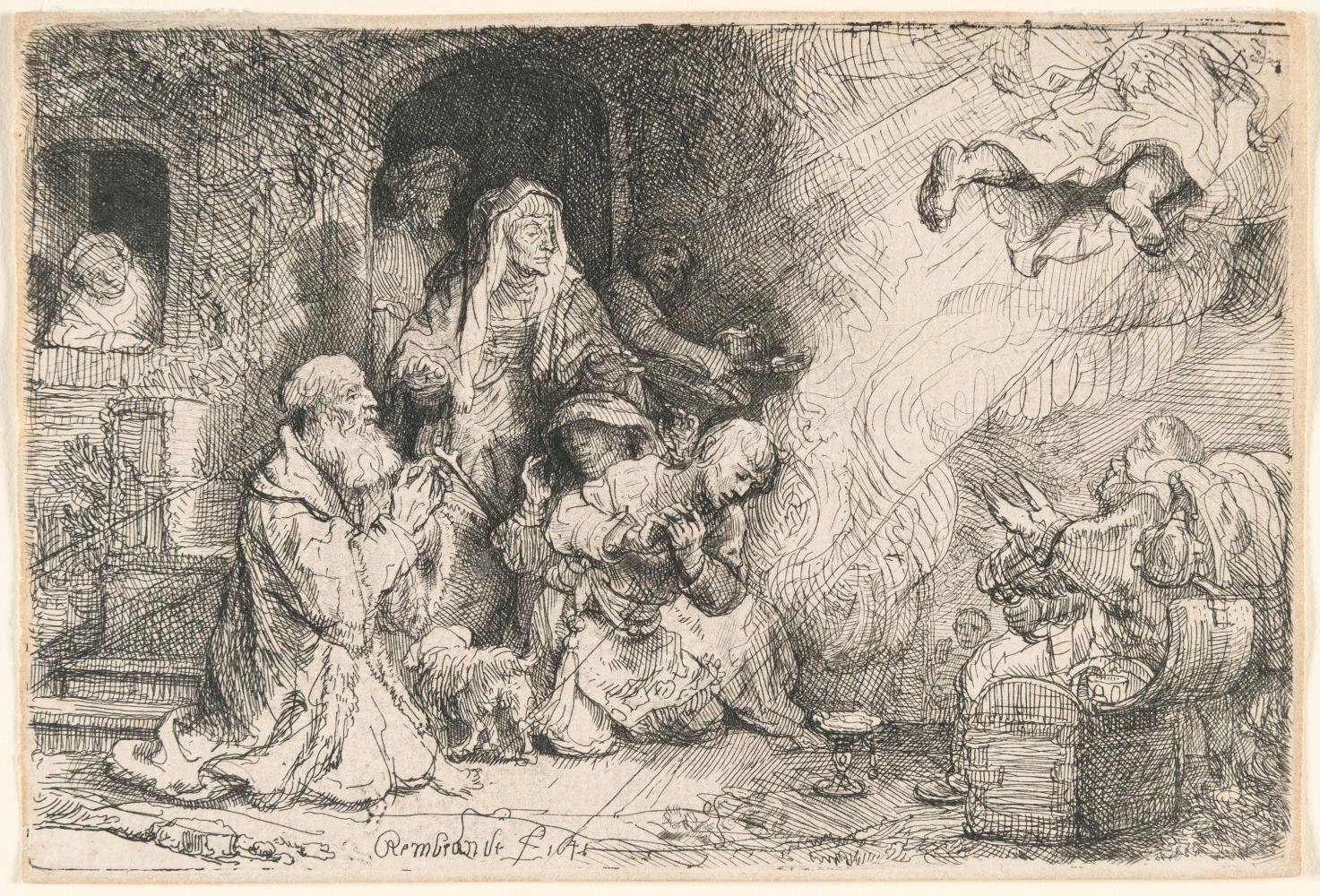 Der Engel vor der Familie des Tobias verschwindend
