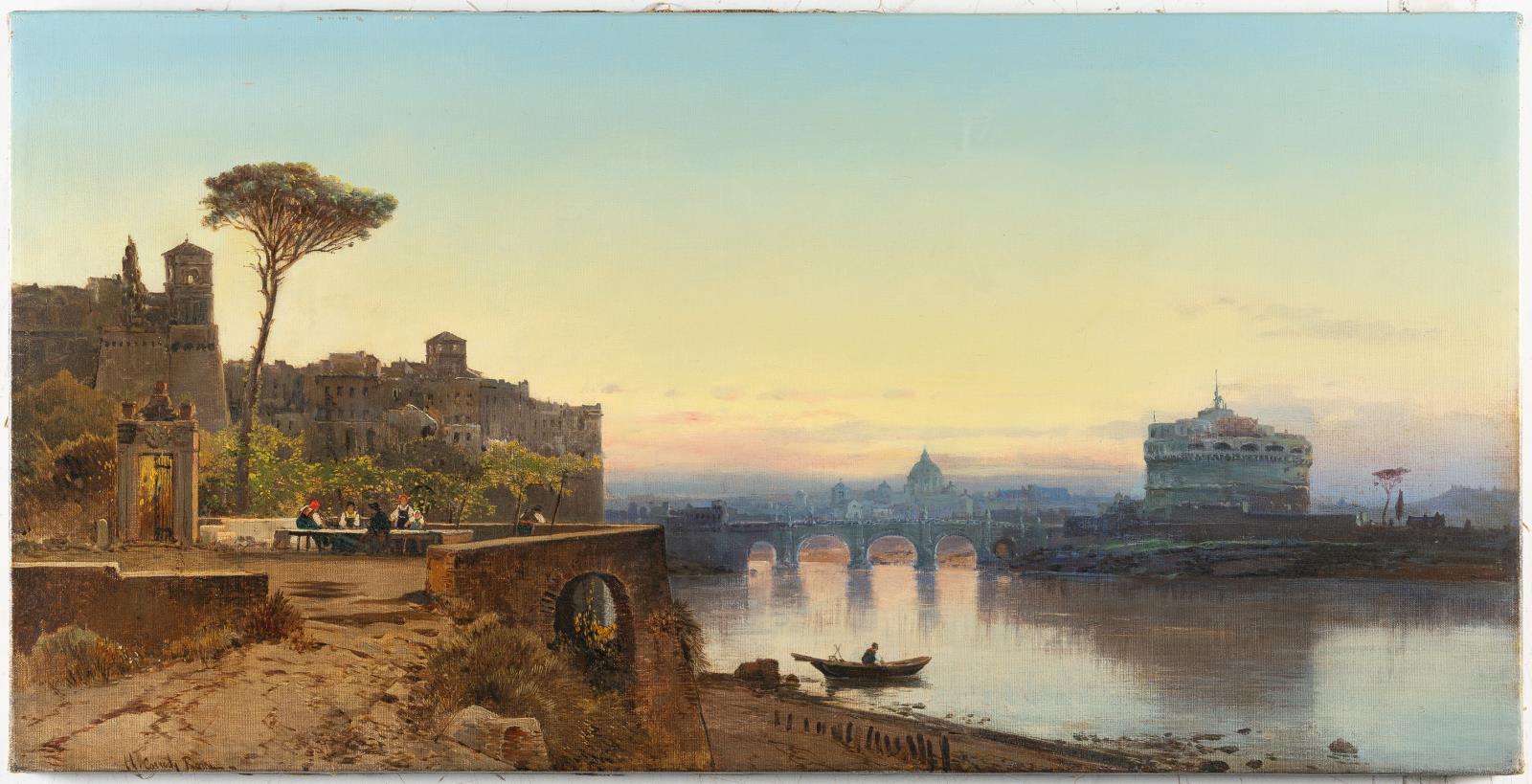 Blick auf den Tiber bei Sonnenuntergang