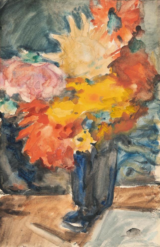 Flowers in a blue vase