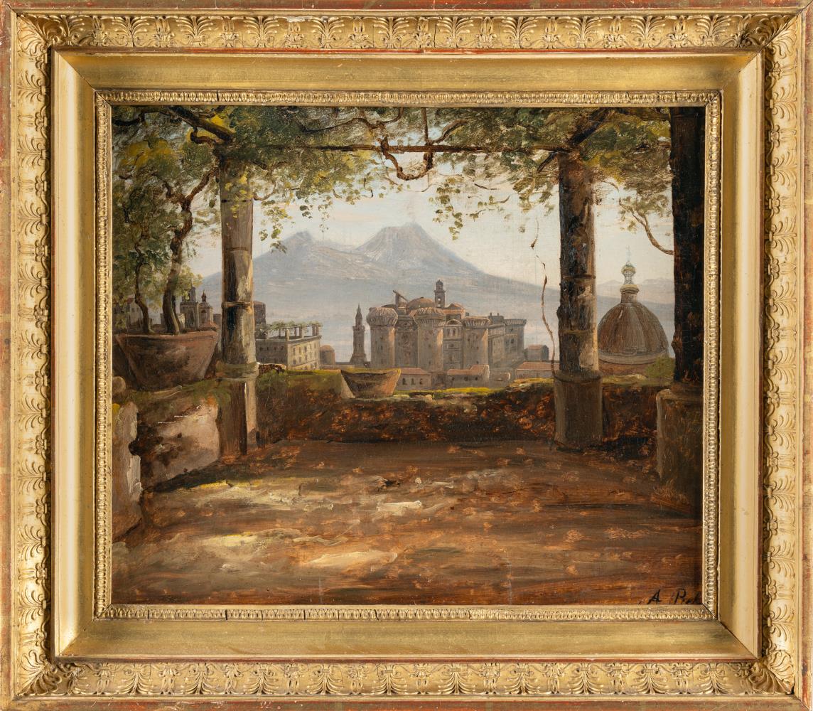 Pergola mit Blick auf das Castel Nuovo und den Vesuv