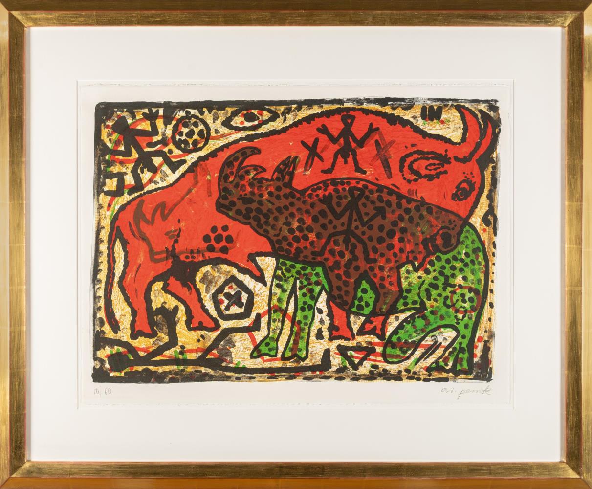 2 Bll.: Ohne Titel (Stier und Nashorn) – Ich als Frau