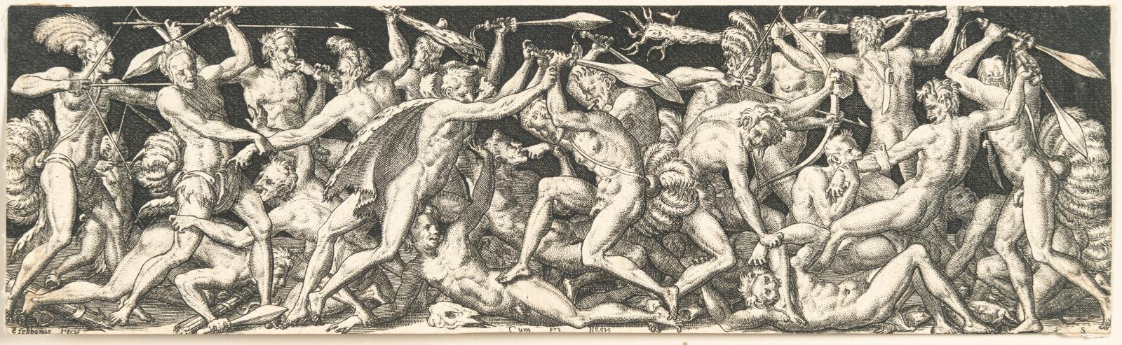 Mélée d'hommes nus - Combat des centaures et des laphites