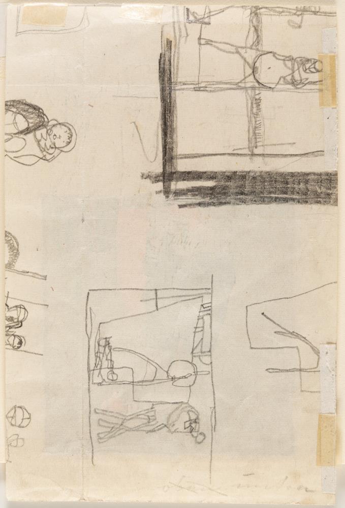 Recto: Two men - Verso: Small figure sketches