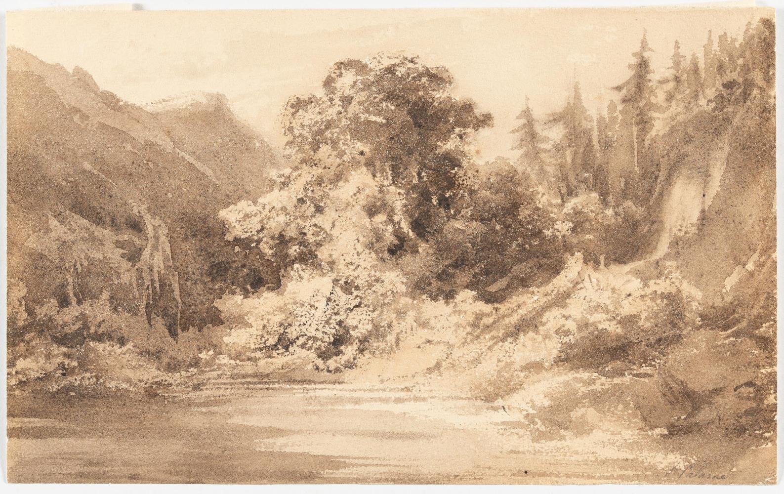 Flusslandschaft mit Uferböschung