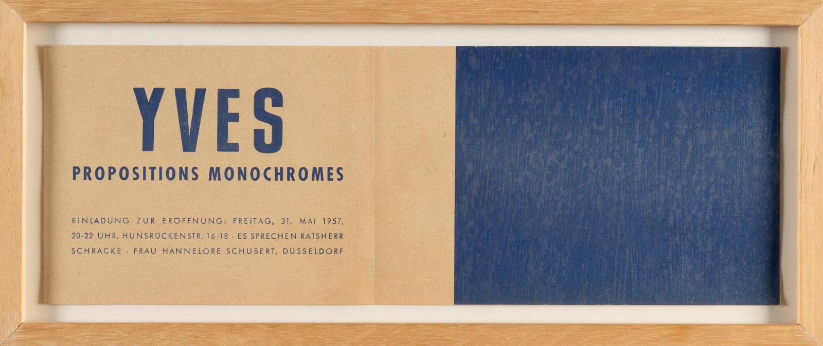 Yves: Propositions Monochromes (Einladung zur Eröffnung der Ausstellung am 31.05.1957)