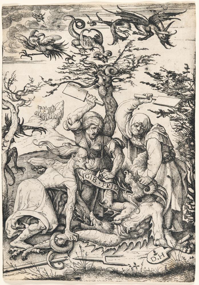 Die drei Hexen schlagen den Teufel