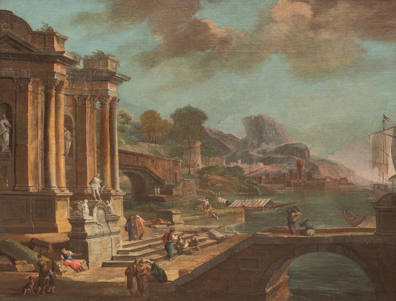 Capriccio mit Hafenansicht