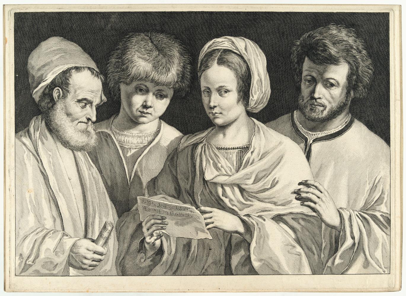 Das Konzert: Vier Sänger mit Notenblatt (aus: Variarum imaginum a