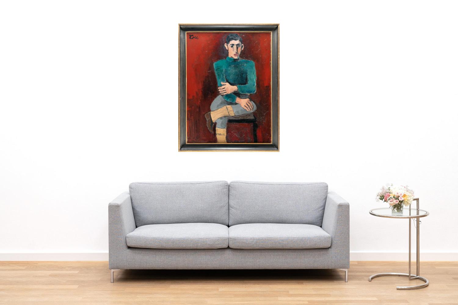 Young man seated in riding breeches