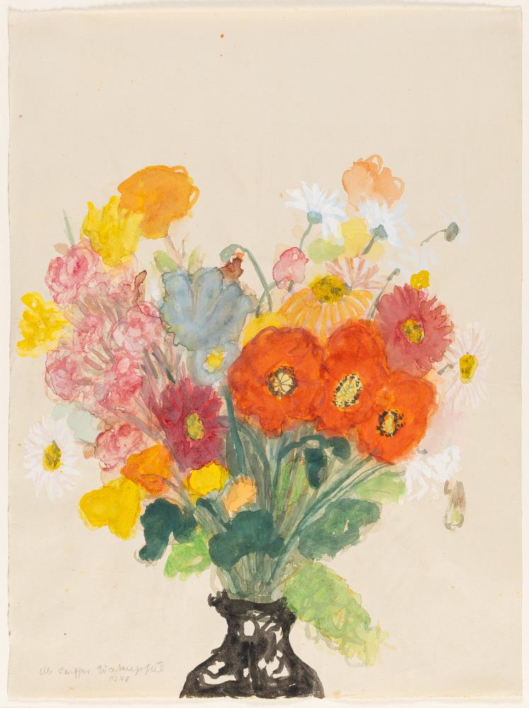 Mohn in schwarzer Vase