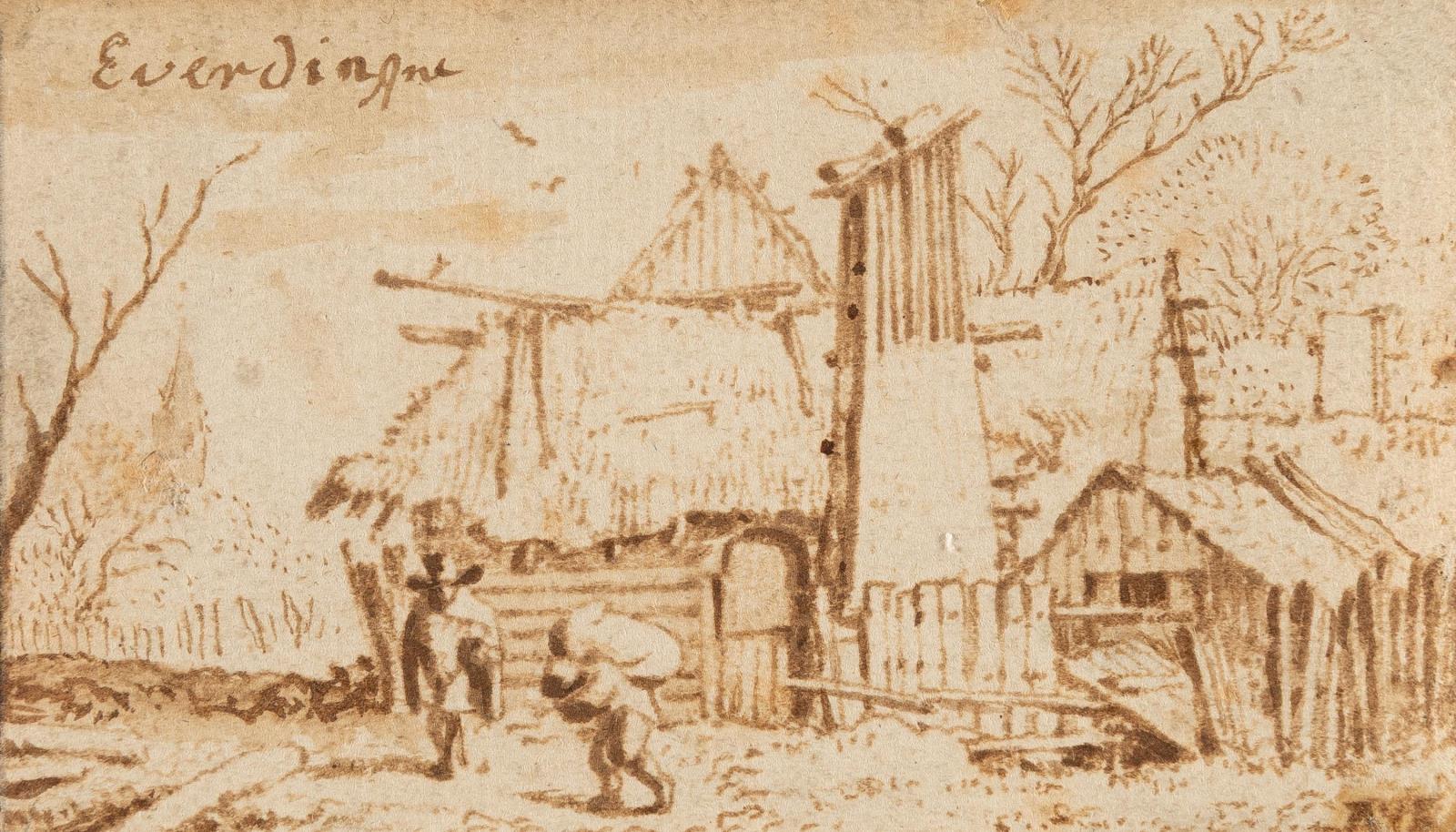 Dorfstraße mit bäuerlicher Staffage