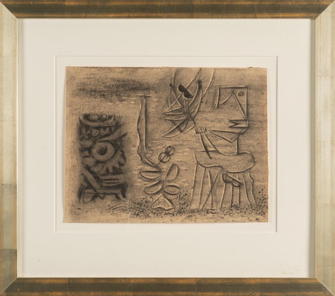 Komposition mit Urgestalt und Schaukel