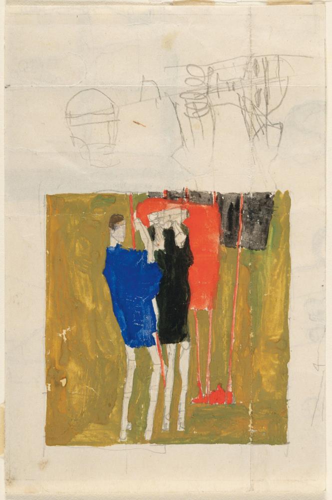 Recto: Zwei Männer – Verso: Kleine Figurenskizzen