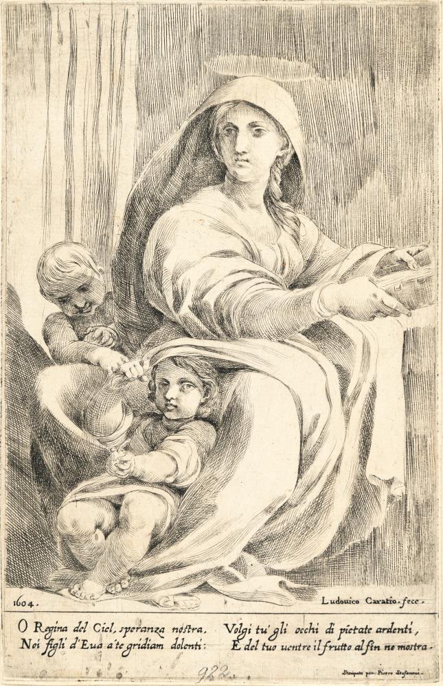 2 Bll. Madonna mit dem Kind umgeben von Engeln - Maria mit dem Jesuskind und dem Johannesknaben