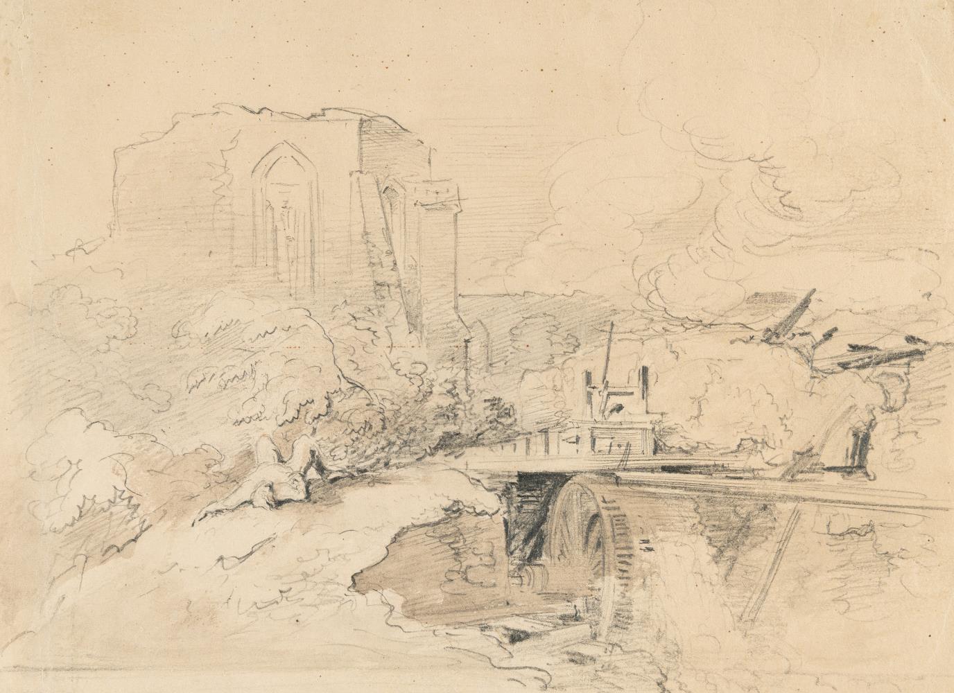 Wassermühle mit Ruinenarchitektur