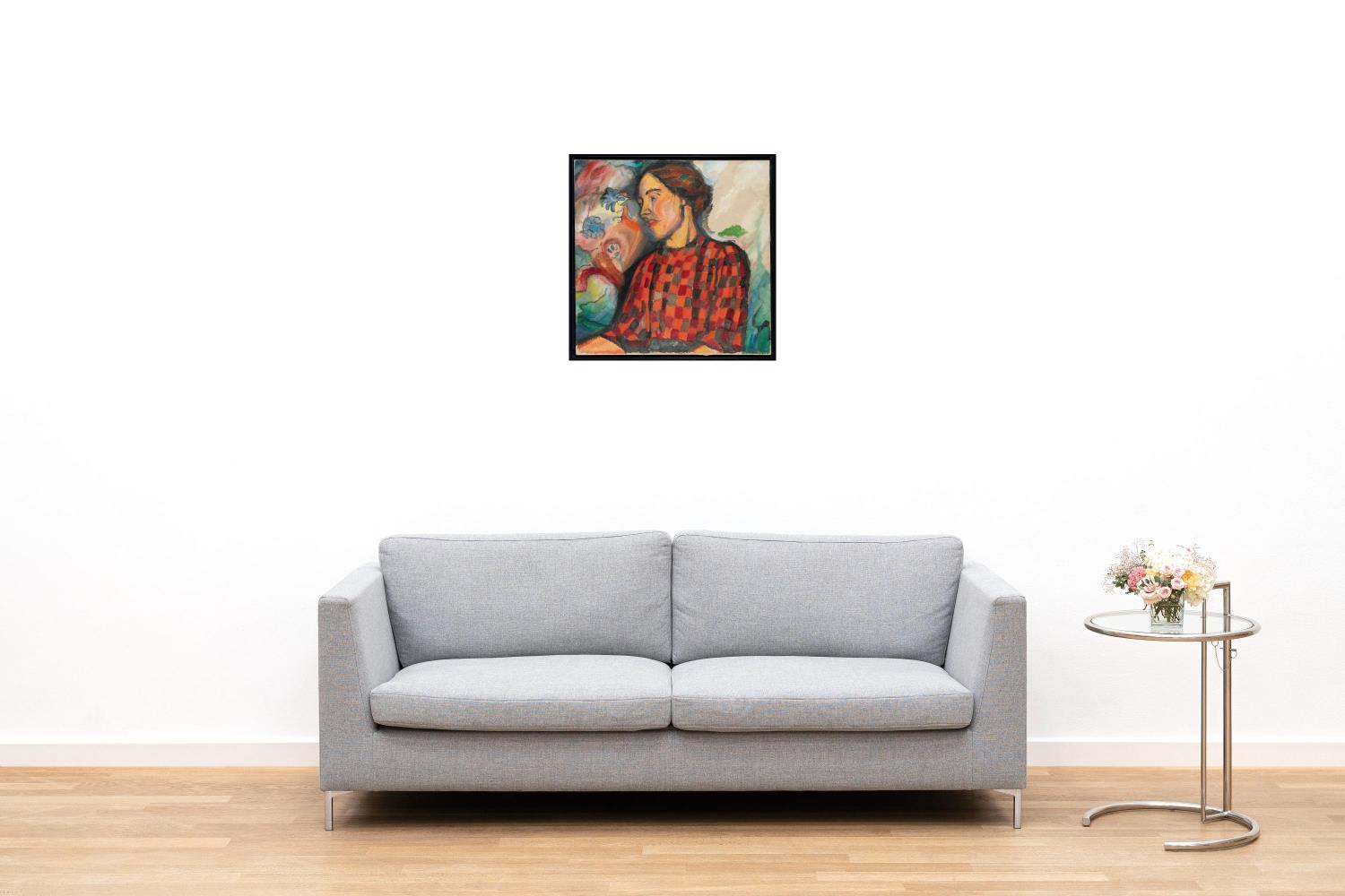 Female portrait in a chequered dress (Sister Maria)