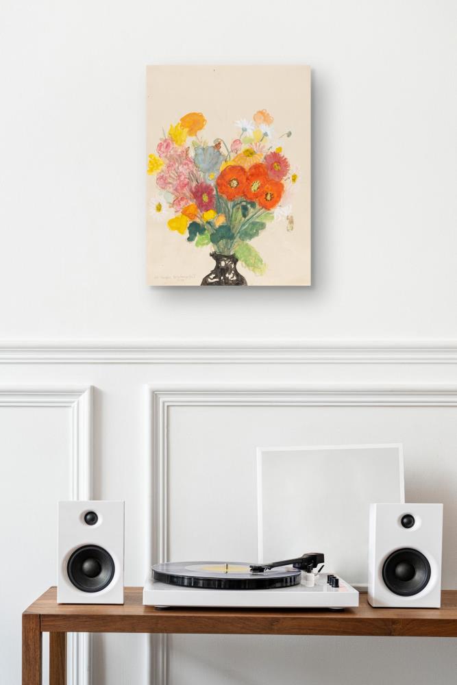 Mohn in schwarzer Vase