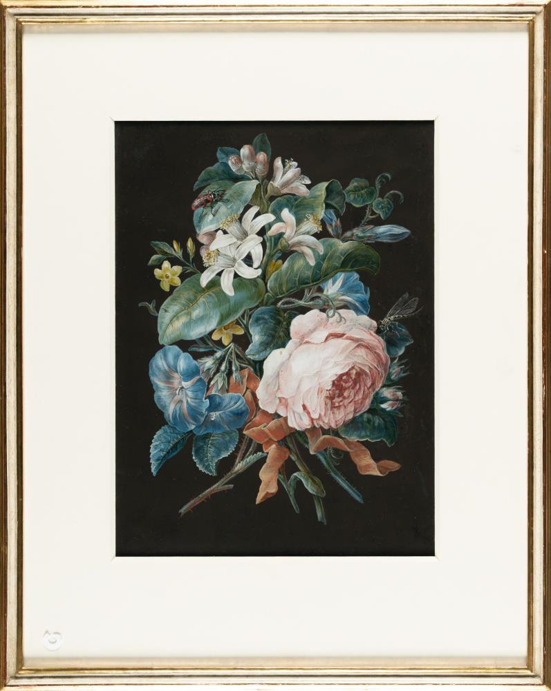 Blumengebinde aus Rose, Prunkwinden und Lilie