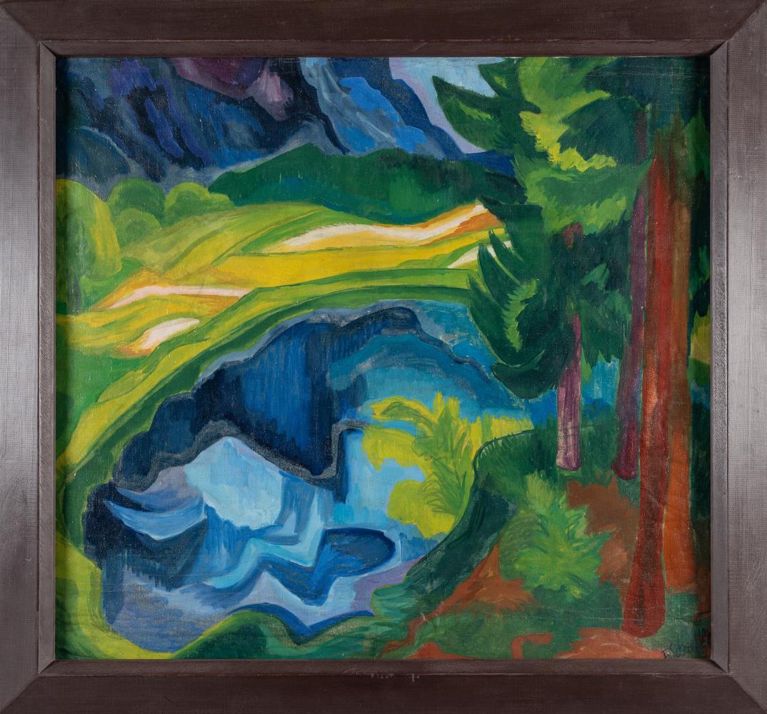 Front: Landscape with Lake – On the reverse: Blossoming (Cubist)