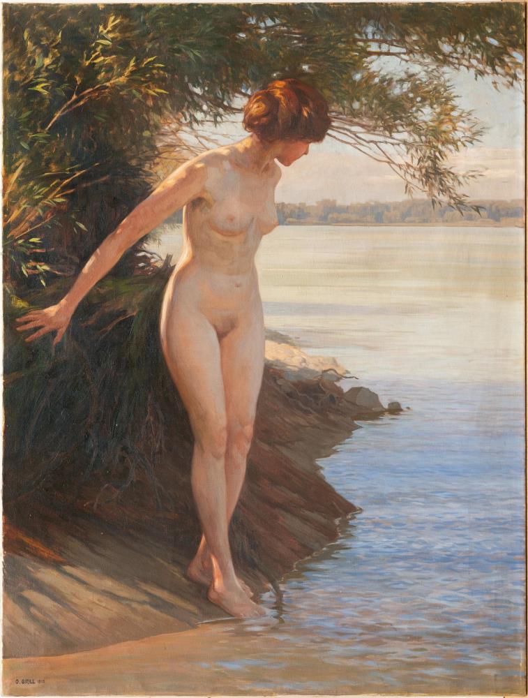 „An der Donau“ (Weiblicher Akt in der Abendstimmung)