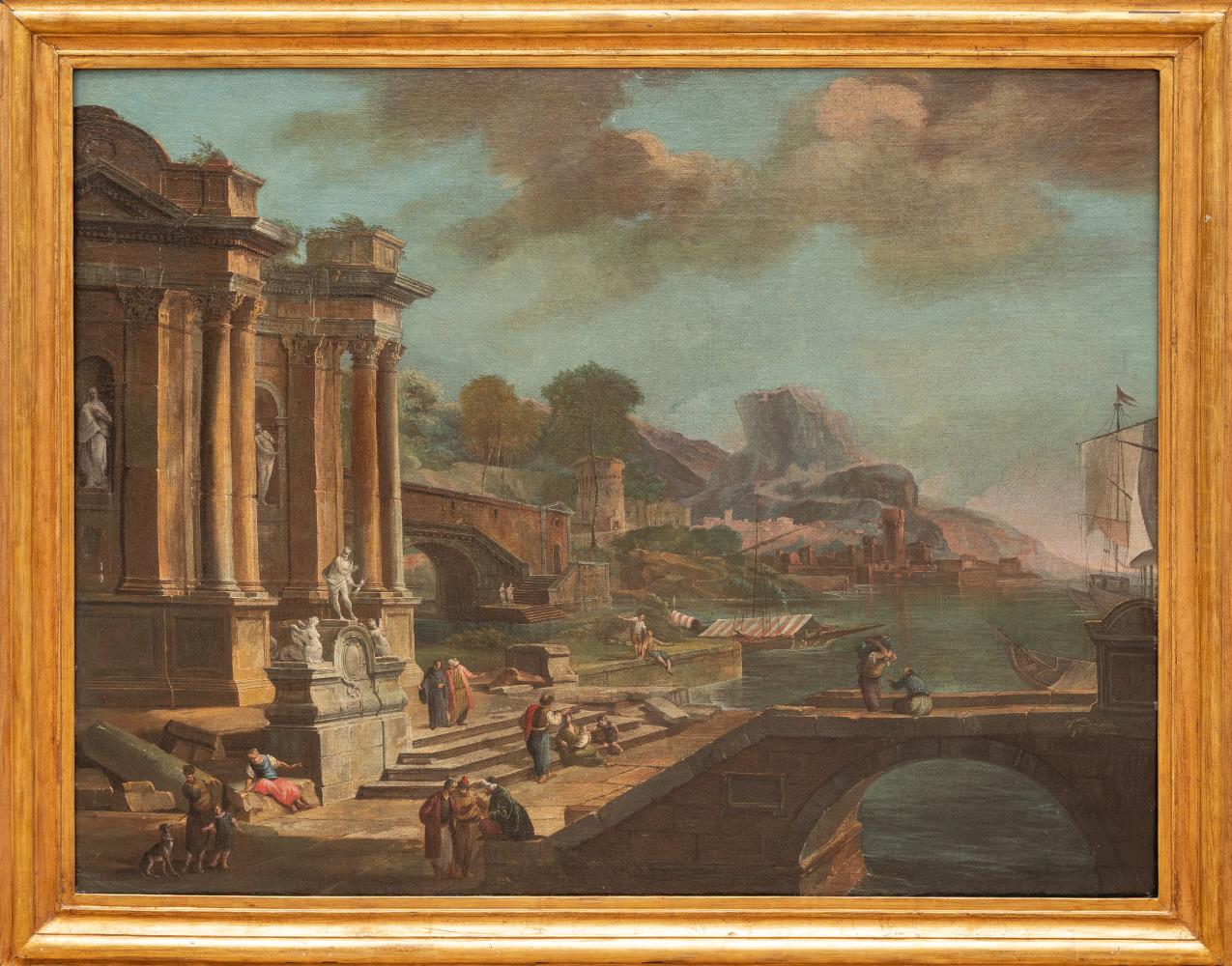 Capriccio mit Hafenansicht