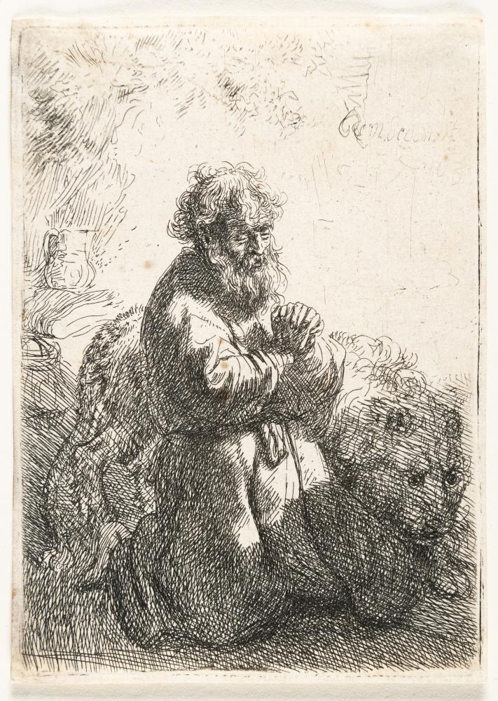 Der Heilige Hieronymus im Gebet, niederblickend