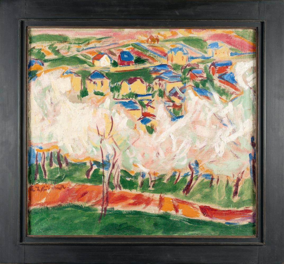 Recto: Landschaft mit weißblühenden Bäumen – Verso: Akrobatische Tänzerin