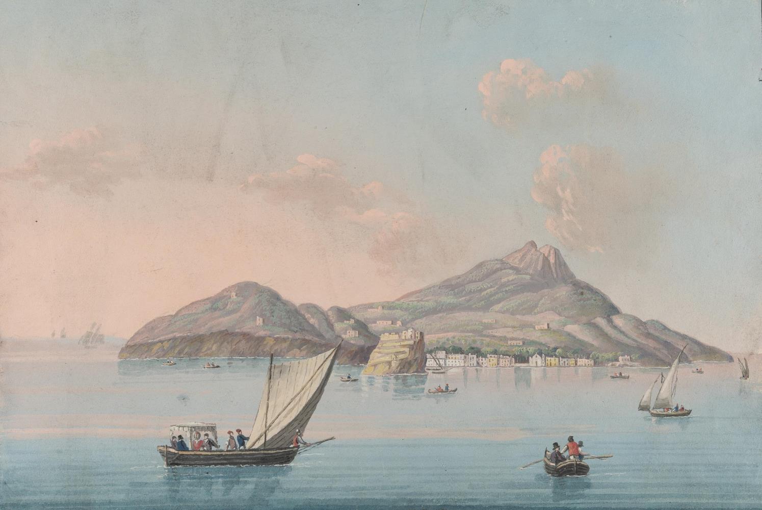 2 Bll.: Blick auf Neapel mit dem Castell dell'Ovo – „Ischia“