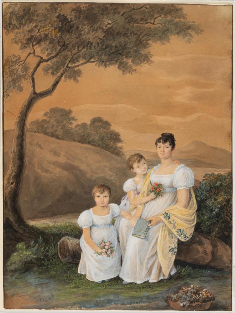 Die Gemahlin von Friedrich Ludwig von Sckell mit ihren Töchtern