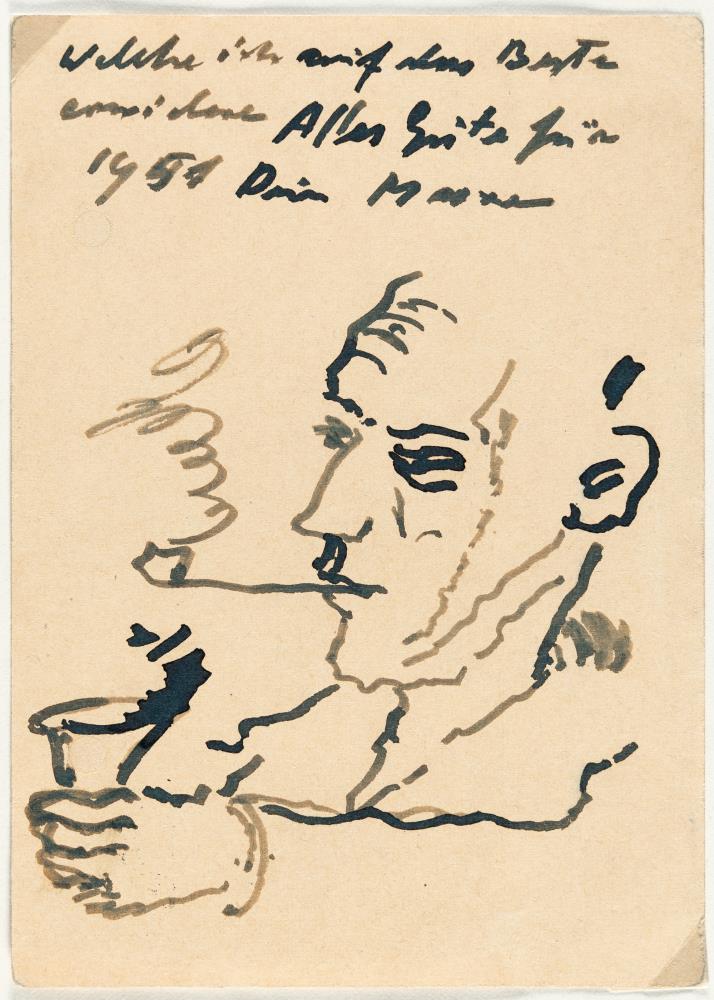 Postcard to Sergei Peters with self-portrait