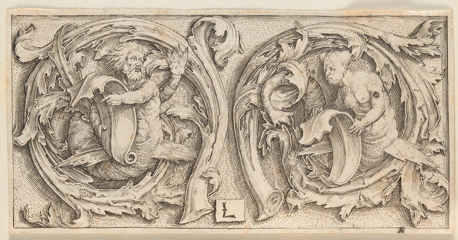 Triton und Sirene in Ranken