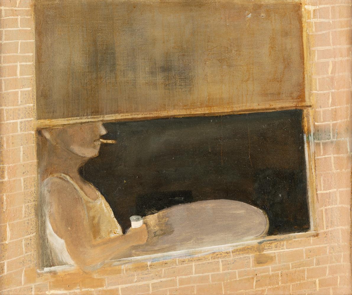 Rauchender Mann am Fenster