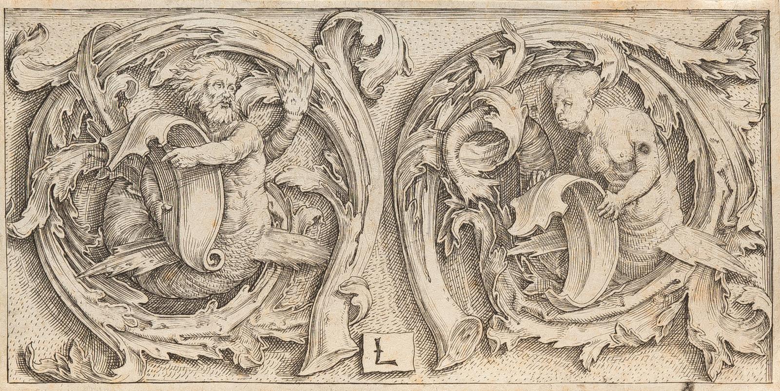 Triton und Sirene in Ranken