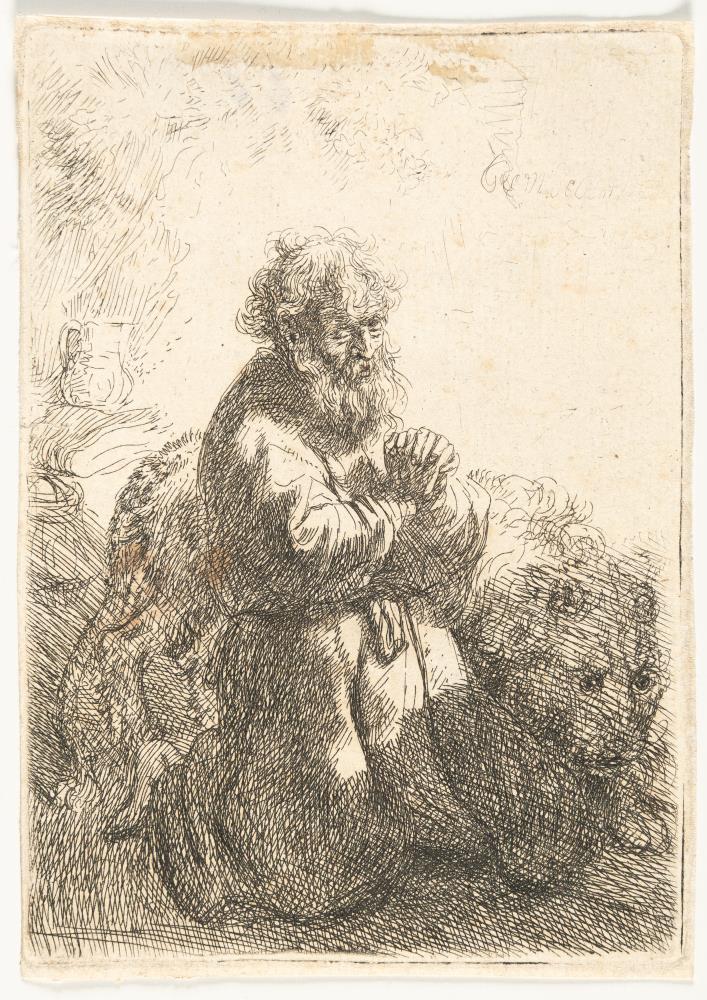 Der Heilige Hieronymus im Gebet, niederblickend