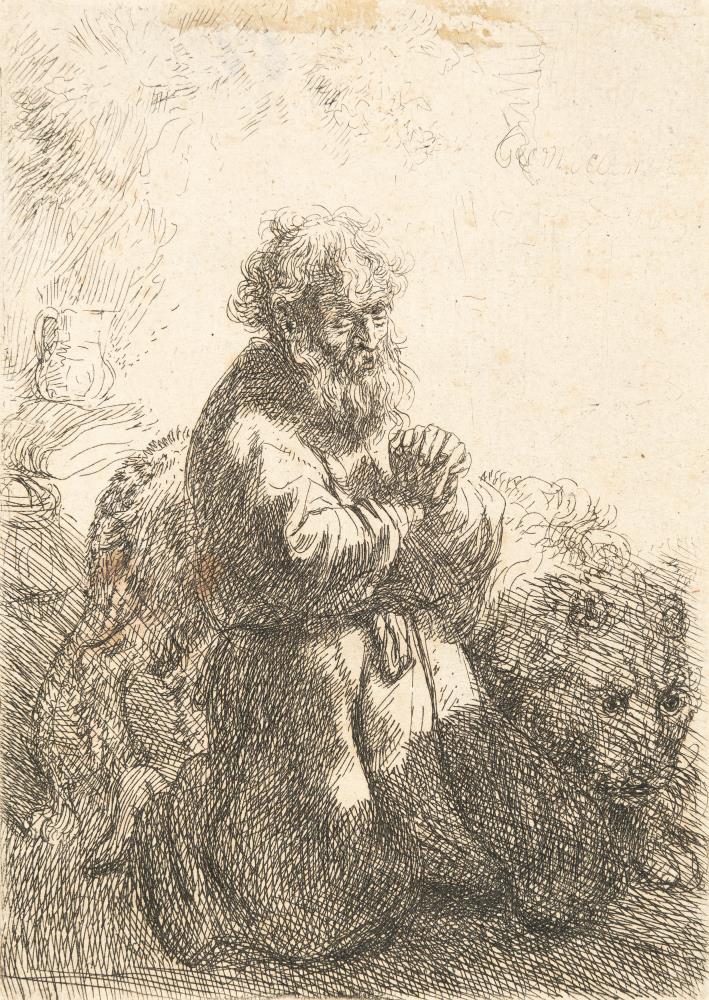 Der Heilige Hieronymus im Gebet, niederblickend