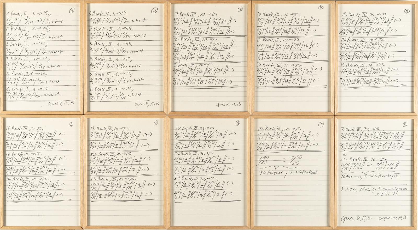 10 sheets: Untitled (1st–25th book, opus 8, A, B –> opus 11, A, B
