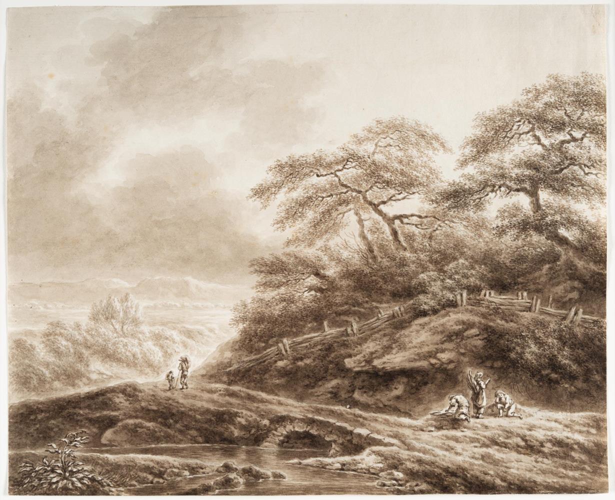 Landschaft mit Bauern auf einem Weg