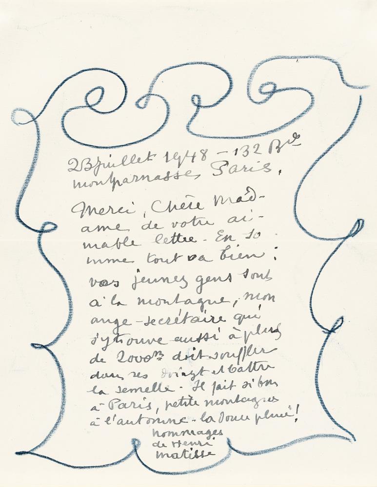 Letter with blue linear ornament