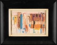 „Badende auf hellrot“