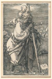 Der heilige Christophorus mit zurückgewandtem Kopf