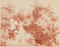 Landschaft mit Anhöhe und Stollenzugängen